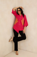 Rose Ember Hot Pink Embroidered Shirt