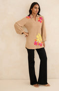 Beige Floral Patchwork Shirt
