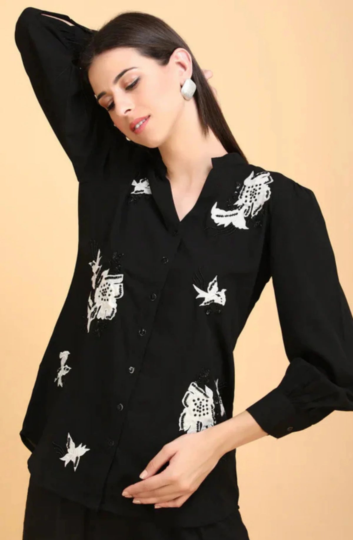 Black Patch Work Shirt