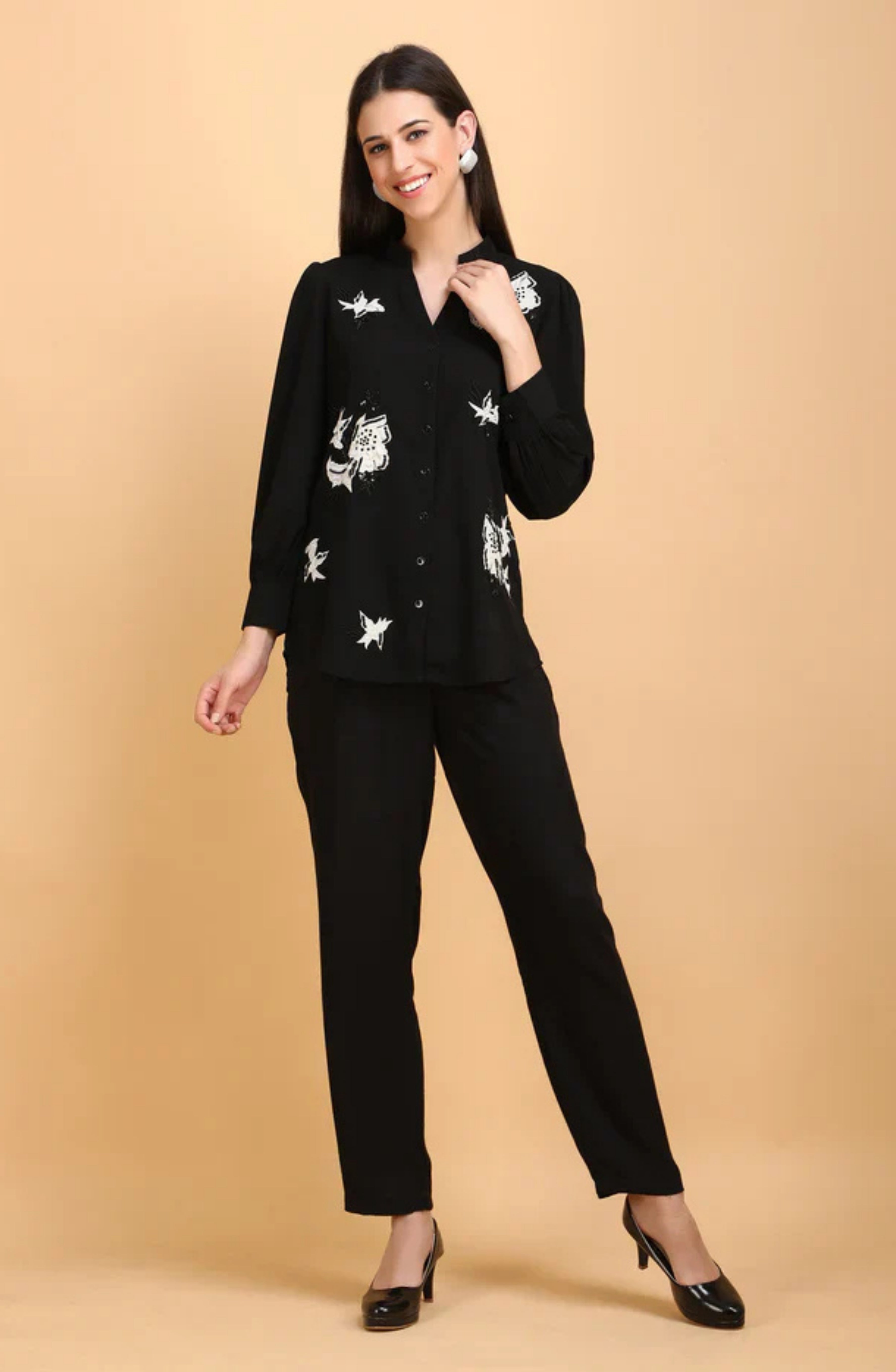 Black Patch Work Shirt