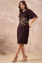 Elegant Maroon Embellished Dress