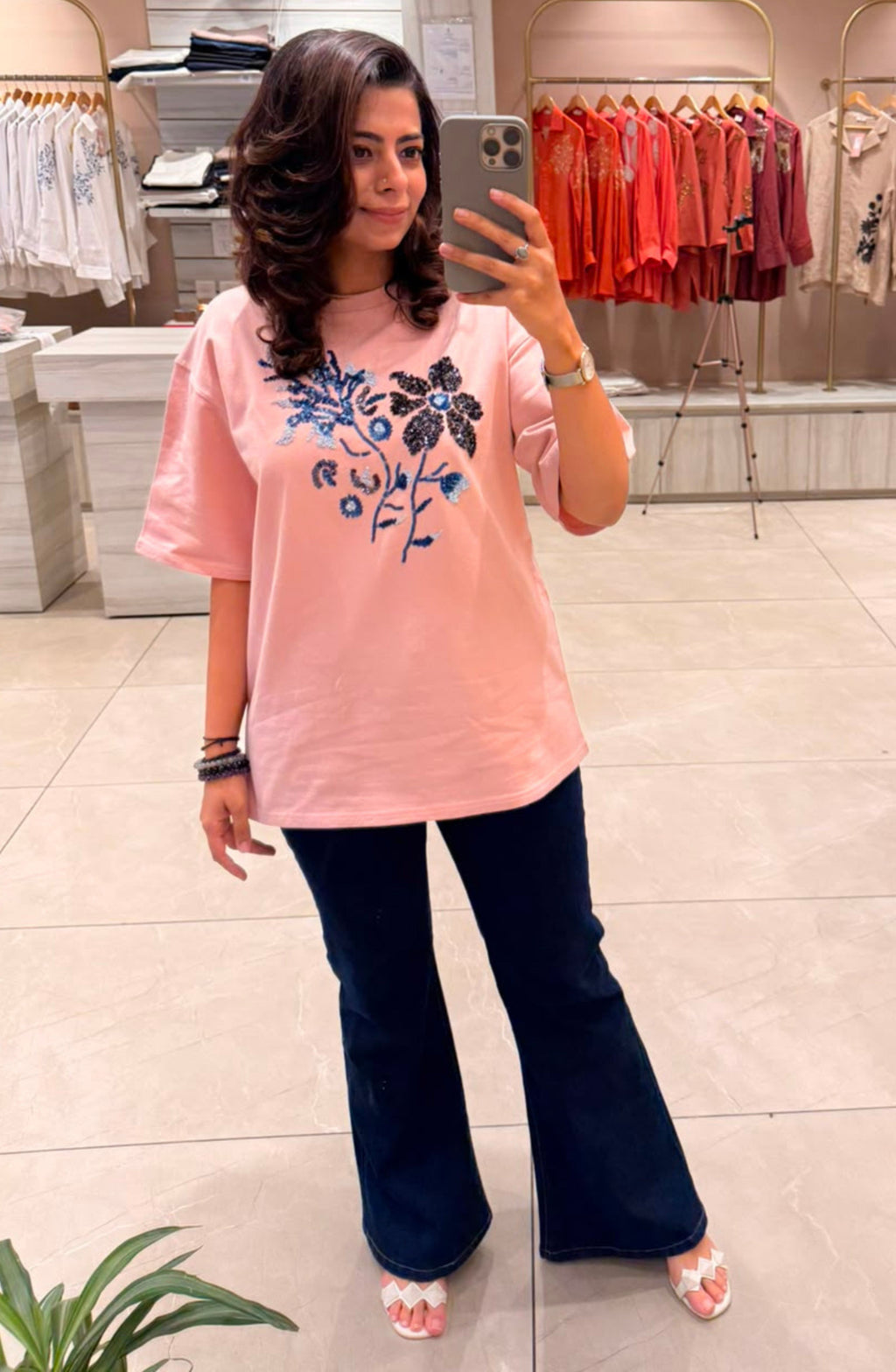 Rosy Dusk Embellished T-Shirt