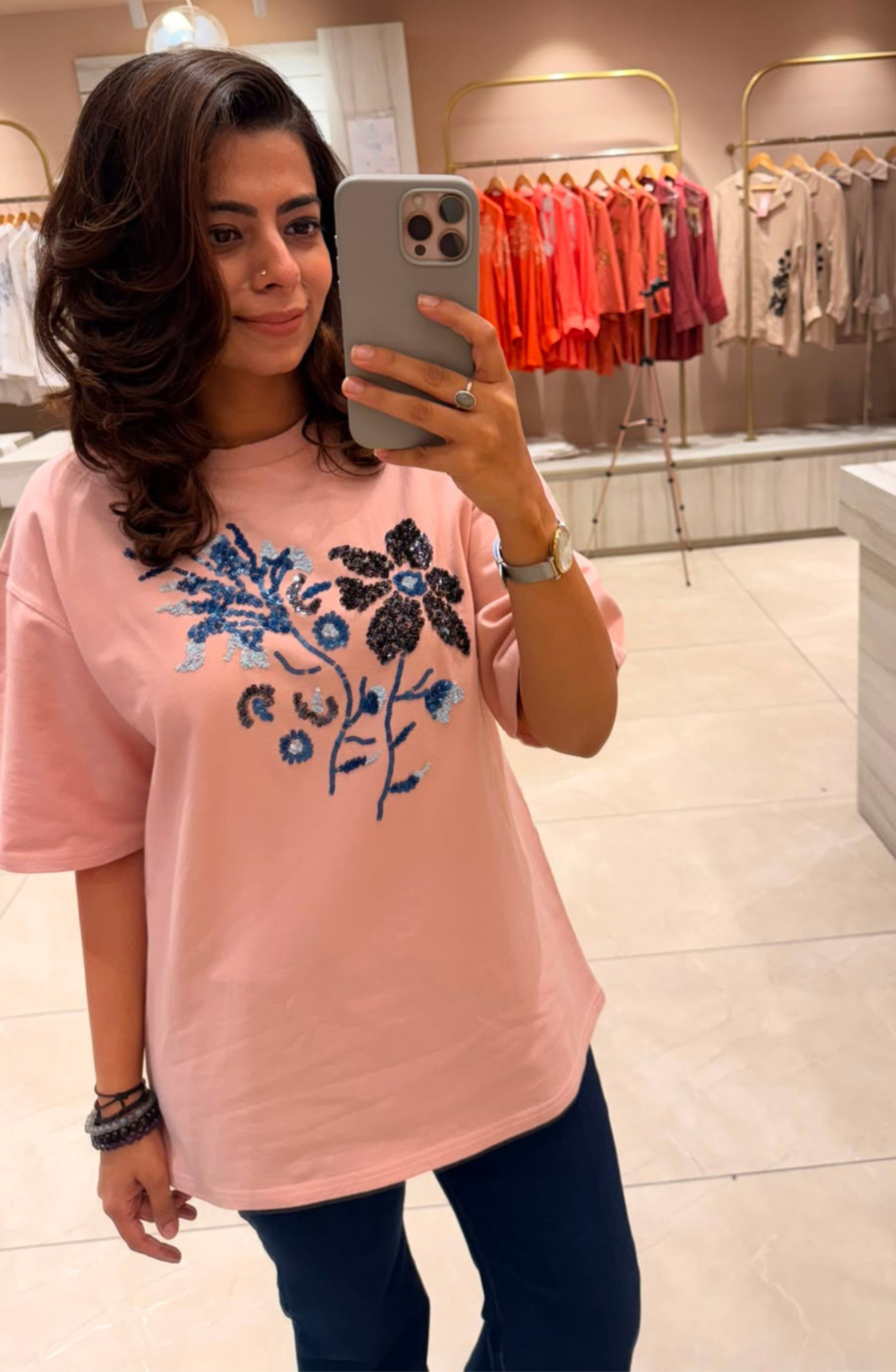 Rosy Dusk Embellished T-Shirt