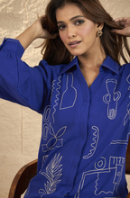 Royal Blue Abstract Embroidered Shirt