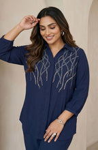 Navy Blue Elegant Embellished Co-Ord Set