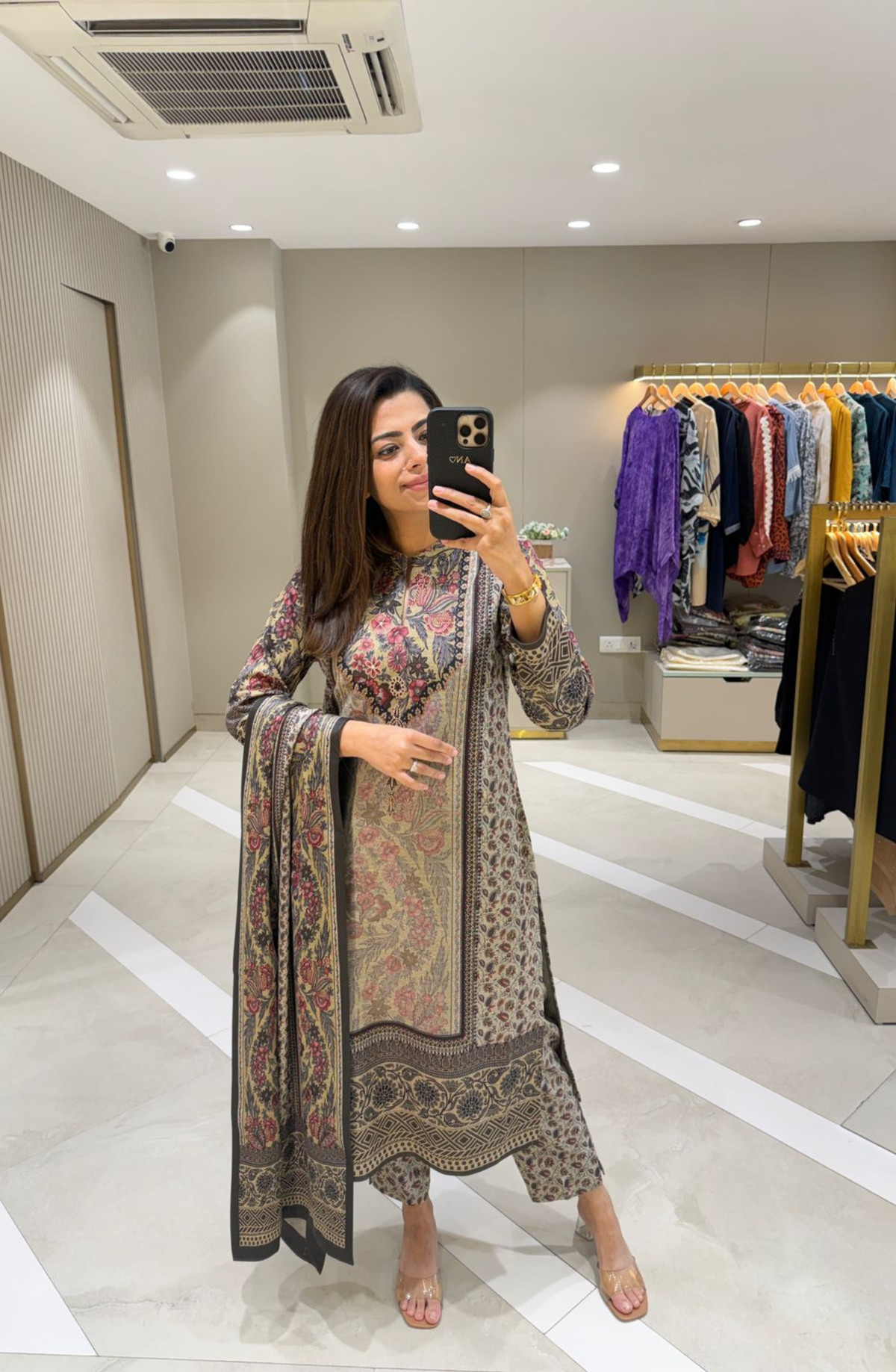 Woolen Floral Printed Kurta Set