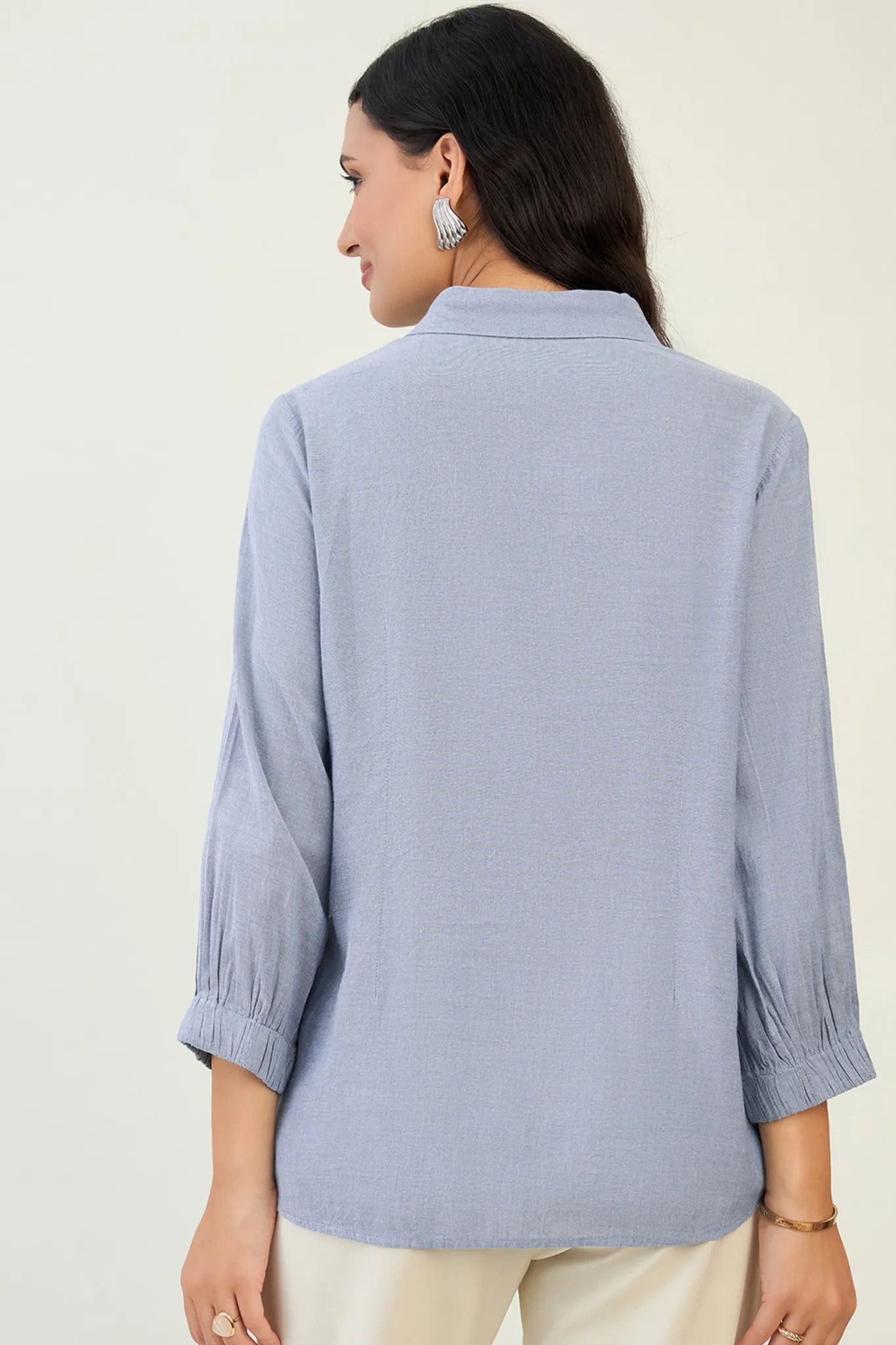 Cotton Denim Embellished Shirt
