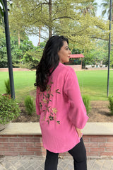 Pink Floral Embellished Shirt