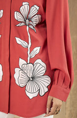 Coral Orange Patch Work Shirt
