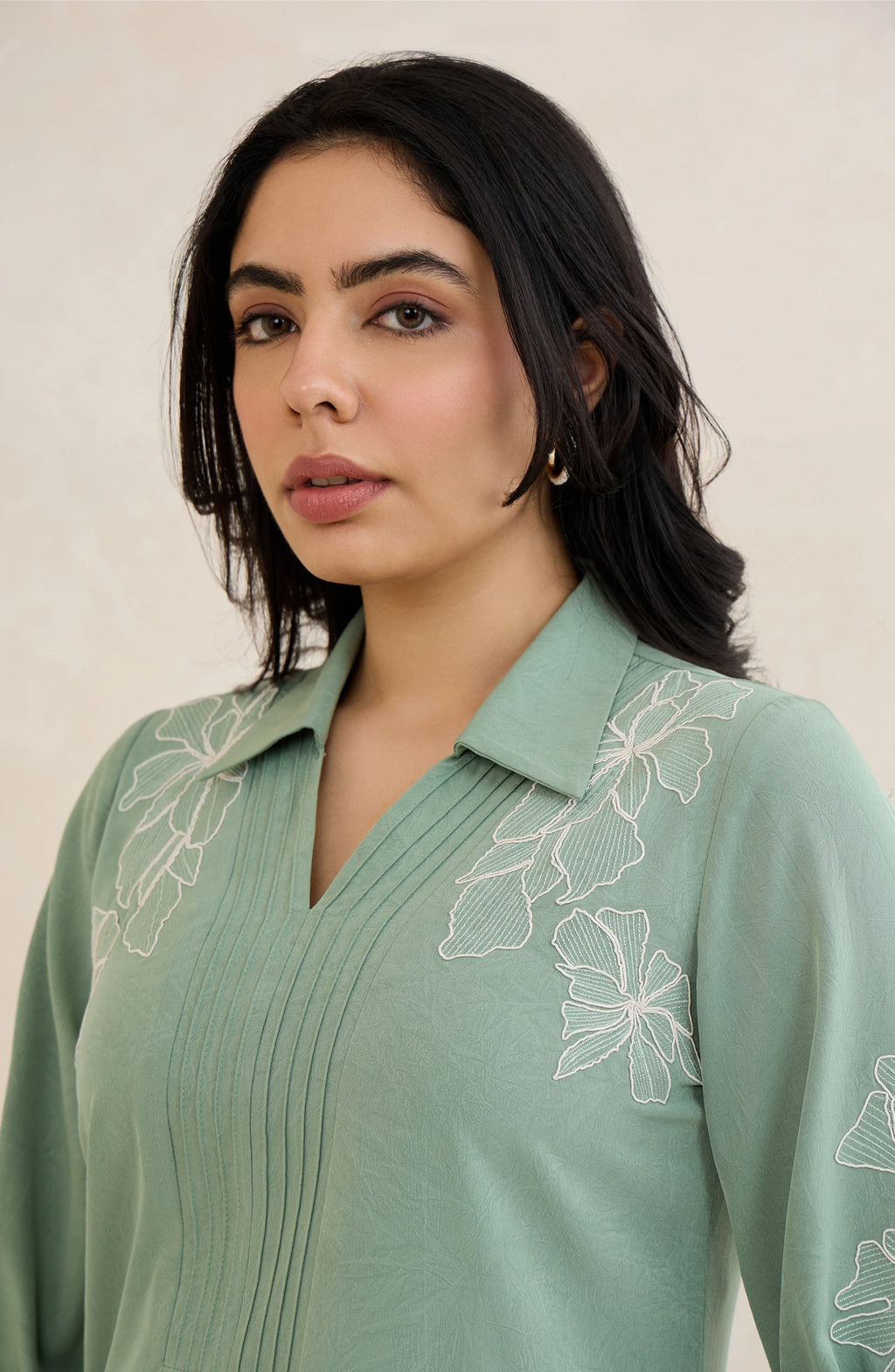 Mint Blossom Embroidered Co-Ord Set