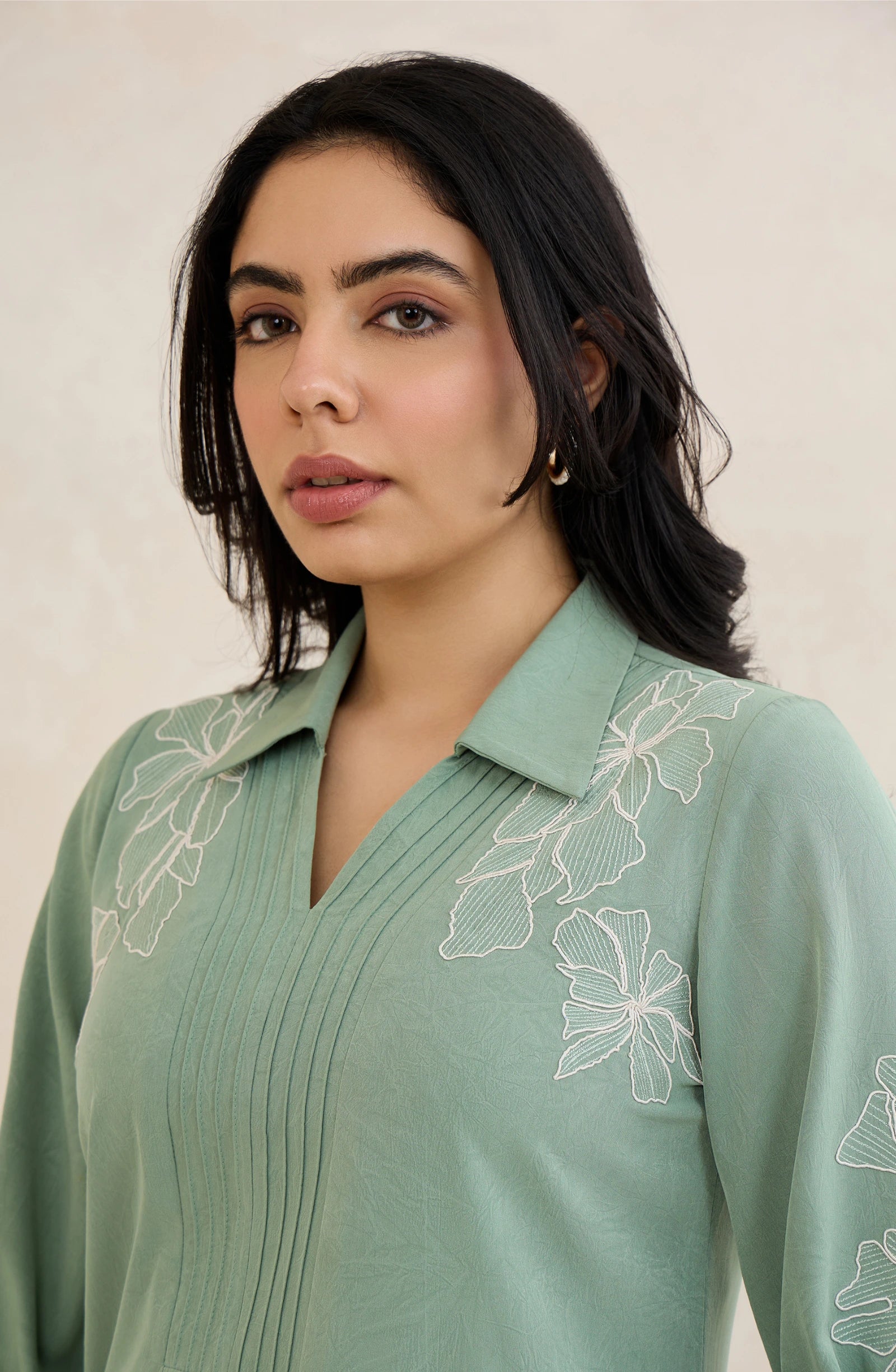 Mint Blossom Embroidered Co-Ord Set