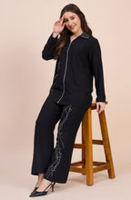 Black Co-ord Set with Zari Thread & Bead Embroidery