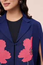 Navy Blue Embroidered Cape