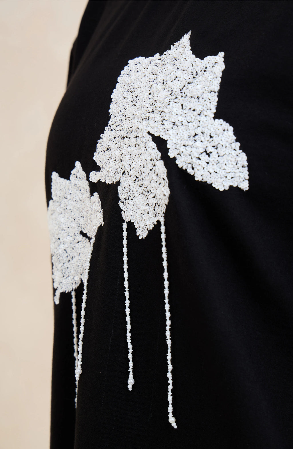 Black Floral Sequin T-Shirt