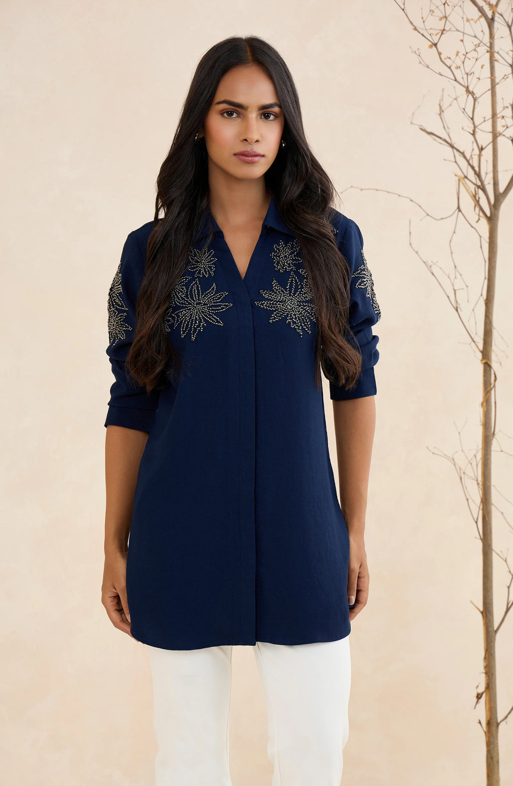 Navy Muse Embellished Shirt