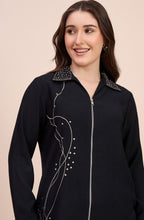 Black Co-ord Set with Zari Thread & Bead Embroidery