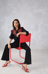 Bold Black & Red Embellished Shirt