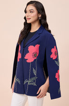Navy Blue Embroidered Cape