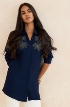 Navy Muse Embellished Shirt