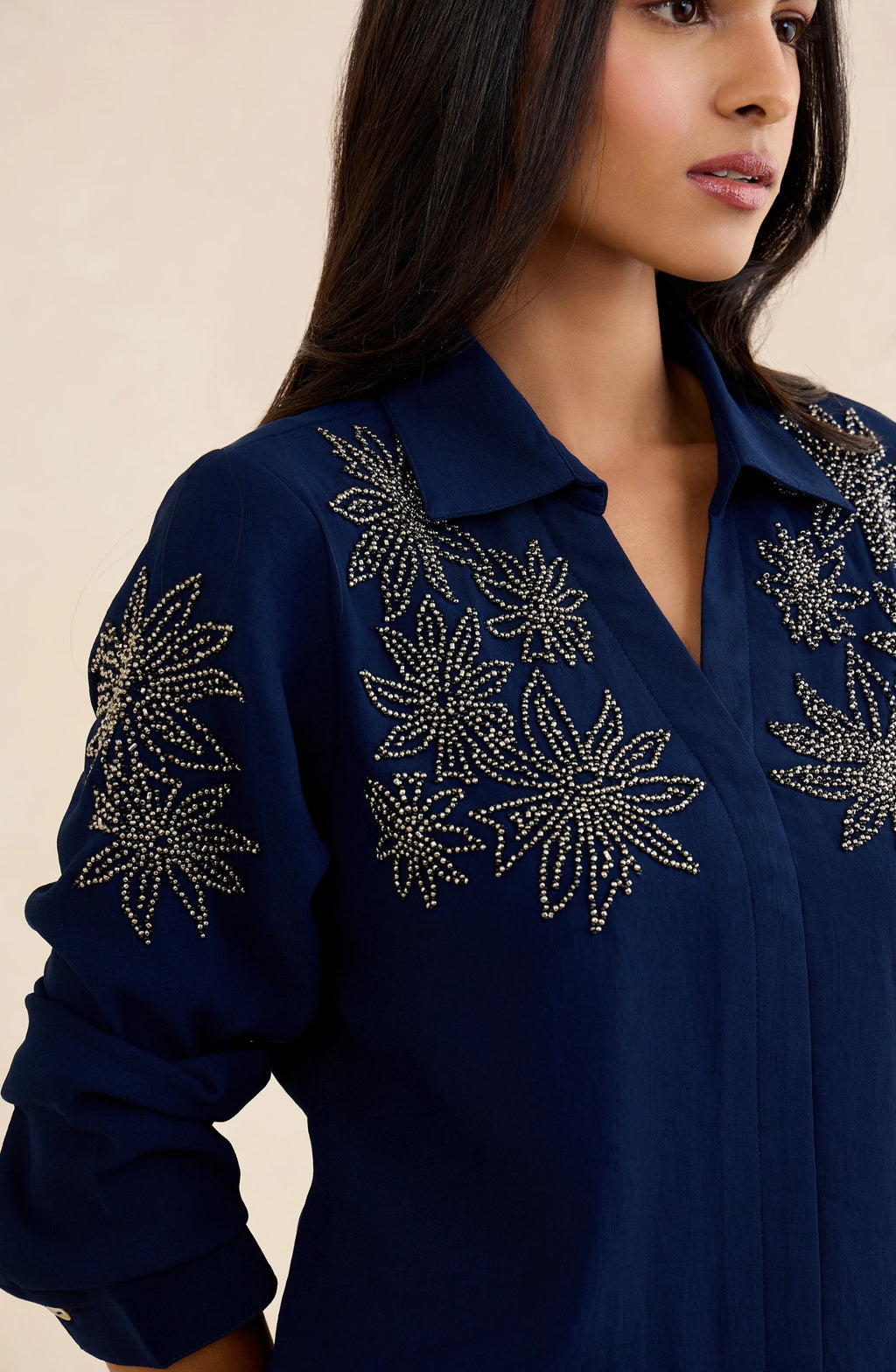 Navy Muse Embellished Shirt