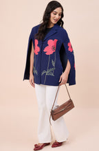 Navy Blue Embroidered Cape