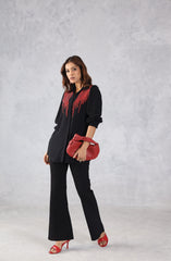 Bold Black & Red Embellished Shirt