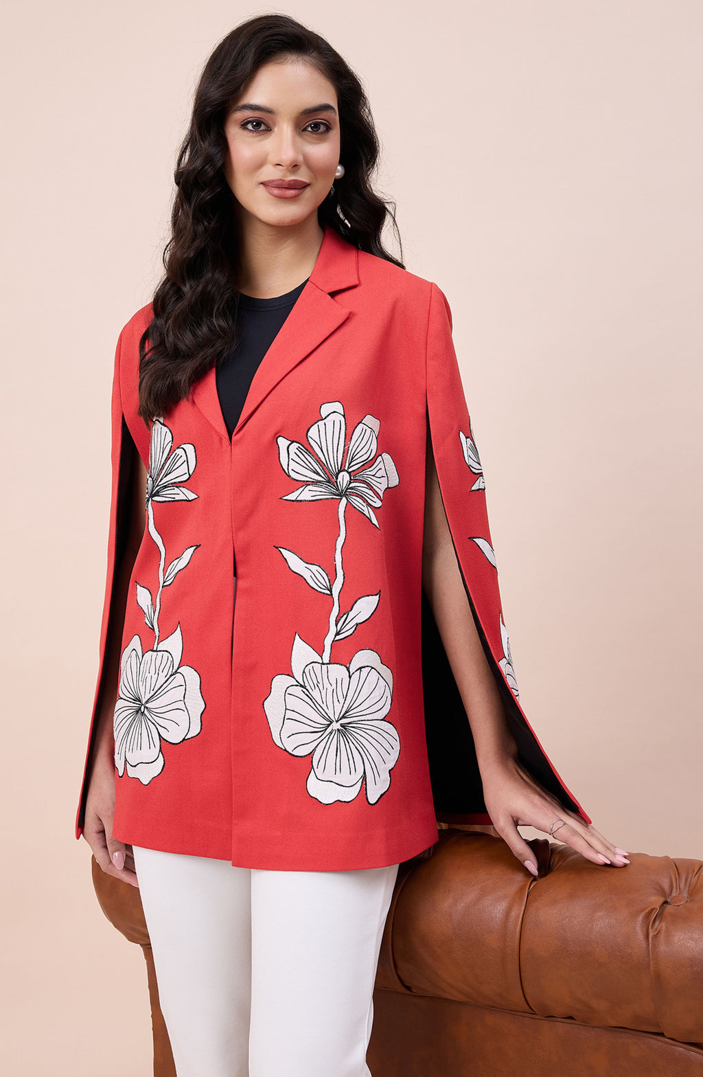 Ashin’s Coral Orange Patchwork Cape