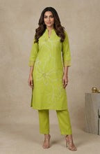 Lime Green Floral Embroidered Kurta Set