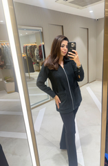 Woolen Black Zipper Jacket