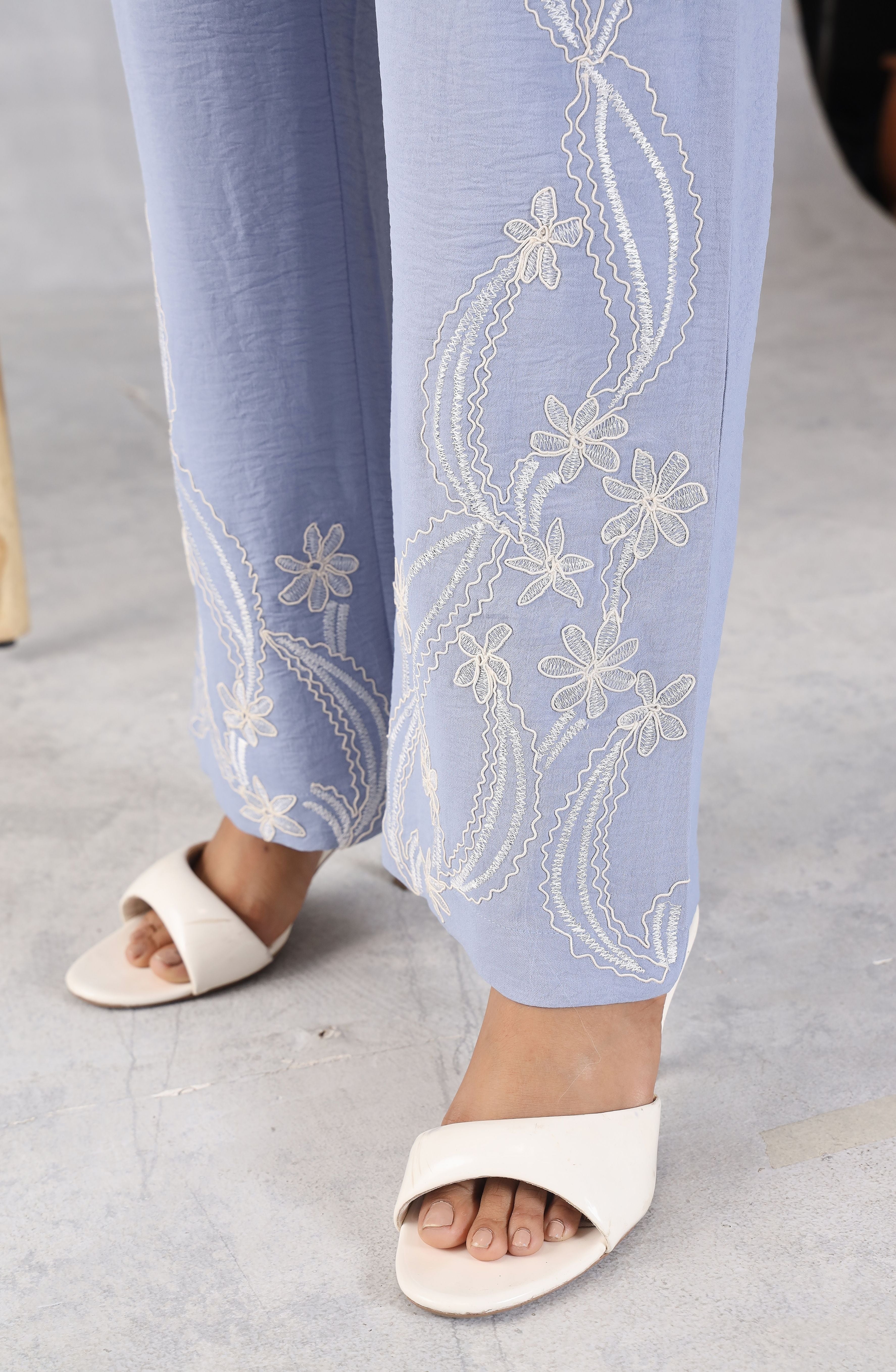 Azure Sky Blue Embroidered Co-Ord Set