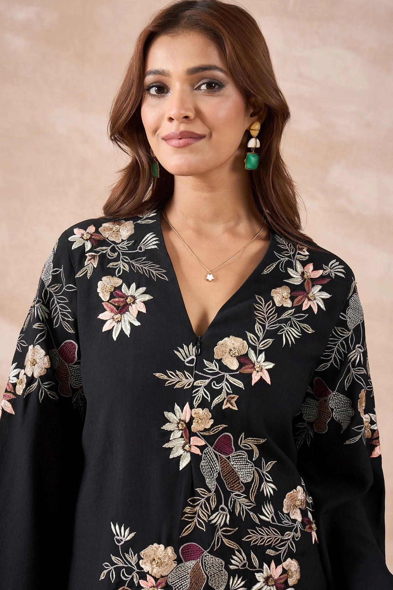 Black Floral Embroidered Co-Ord Set