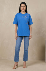 Royal Blue Crystal Bow T-Shirt