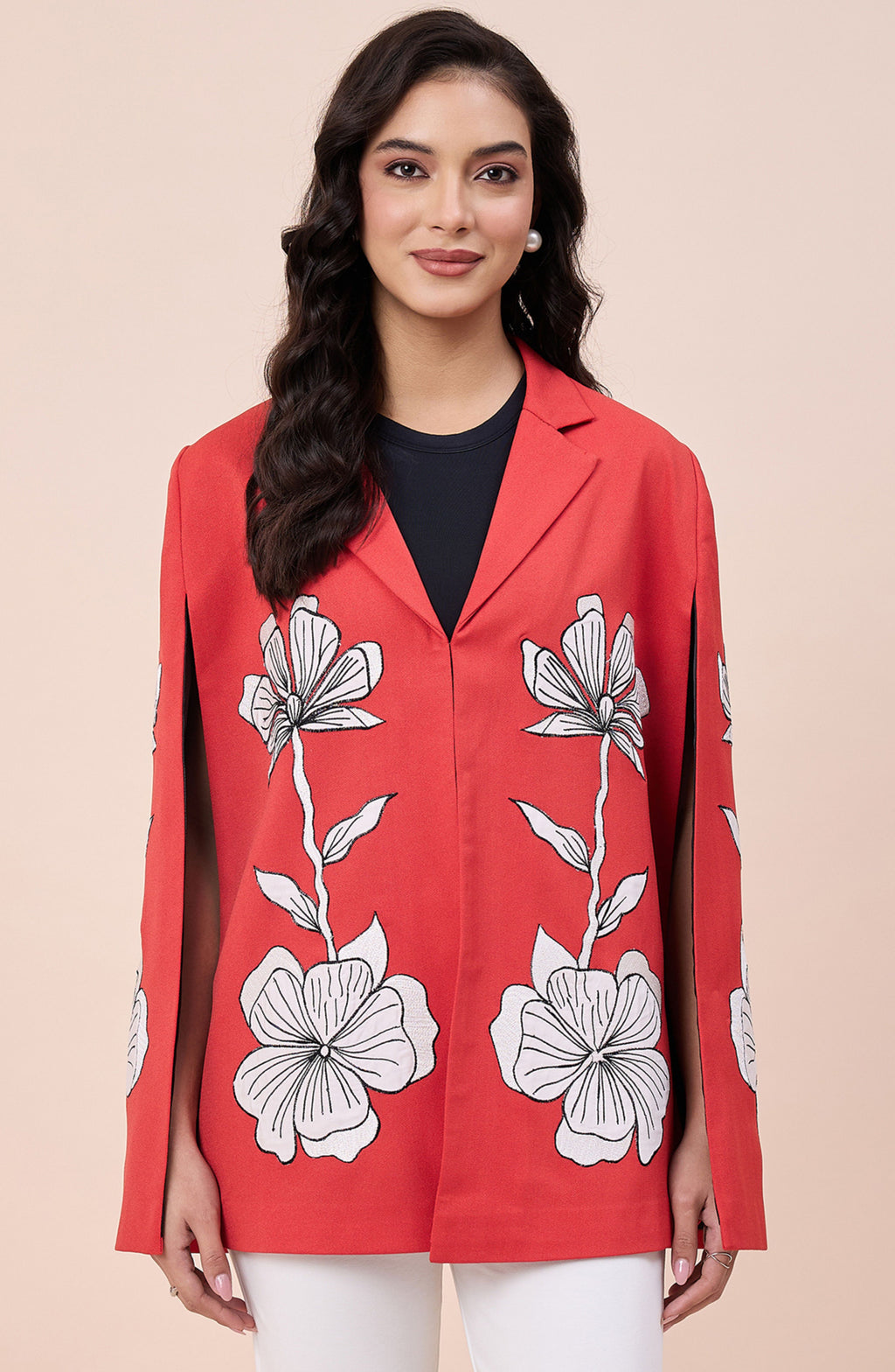 Ashin’s Coral Orange Patchwork Cape