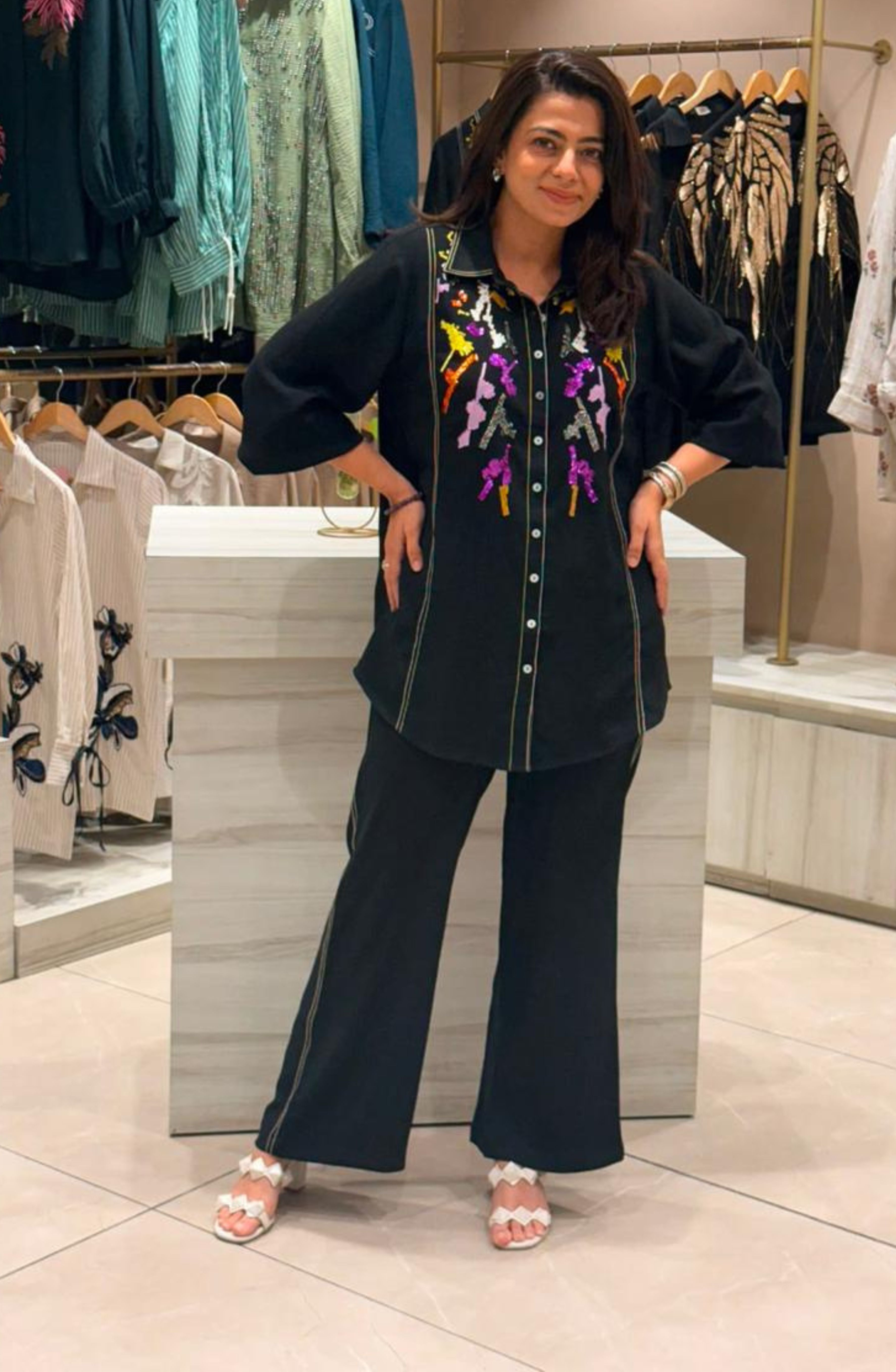 Black Colorful Sequin Co-ord Set