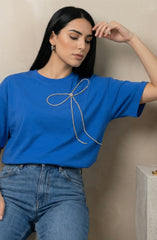 Royal Blue Crystal Bow T-Shirt