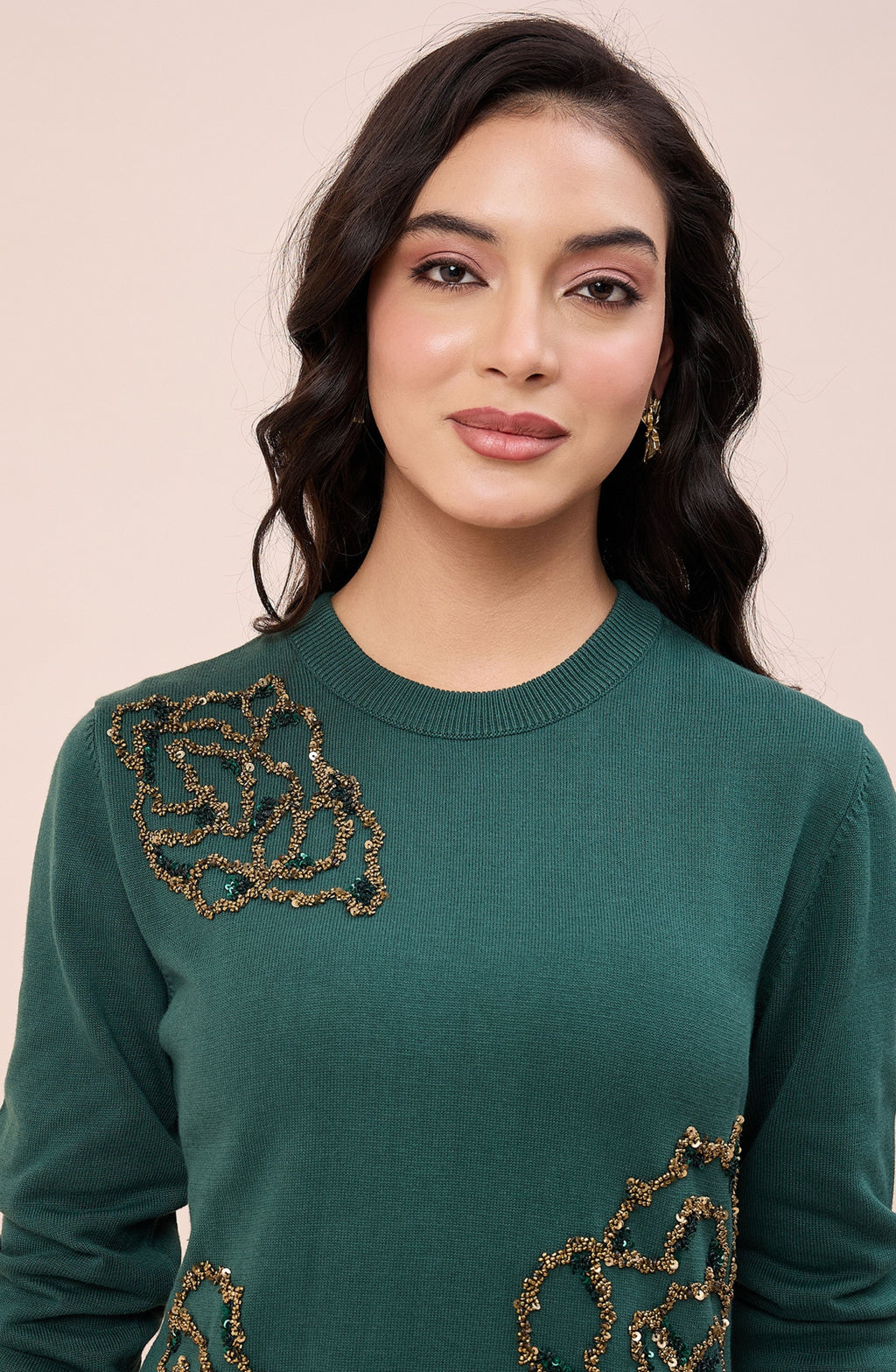 Bottle Green Relaxed Fit Woollen Sweater