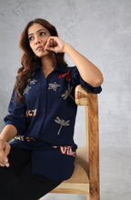 Funky Navy Blue Embellished Shirt