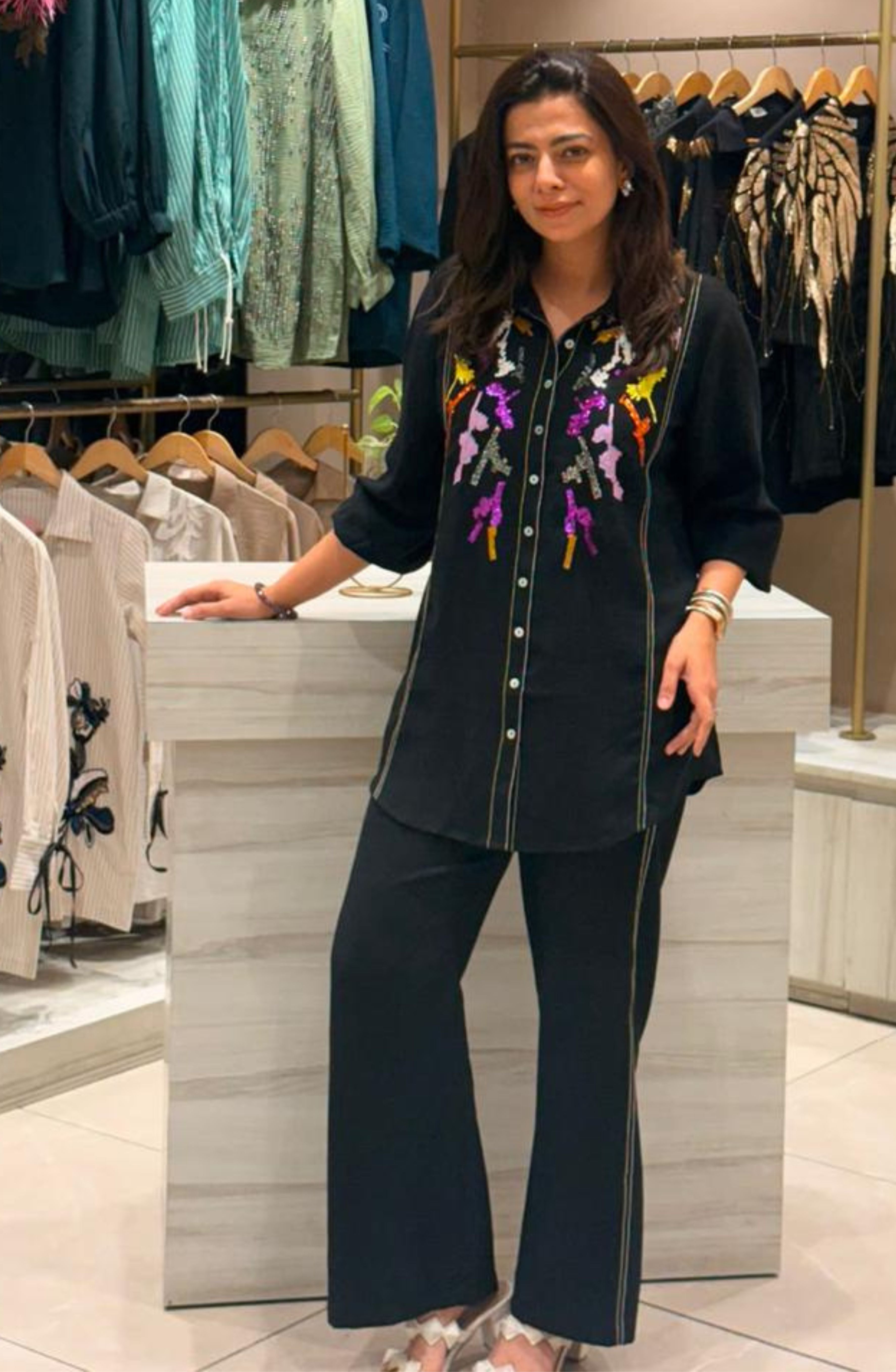 Black Colorful Sequin Co-ord Set
