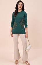 Bottle Green Relaxed Fit Woollen Sweater