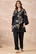 Black Floral Embroidered Co-Ord Set