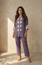 Dark Lavender Embroidered co-ord set