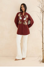 Maroon Petalcraft Embroidered Shirt