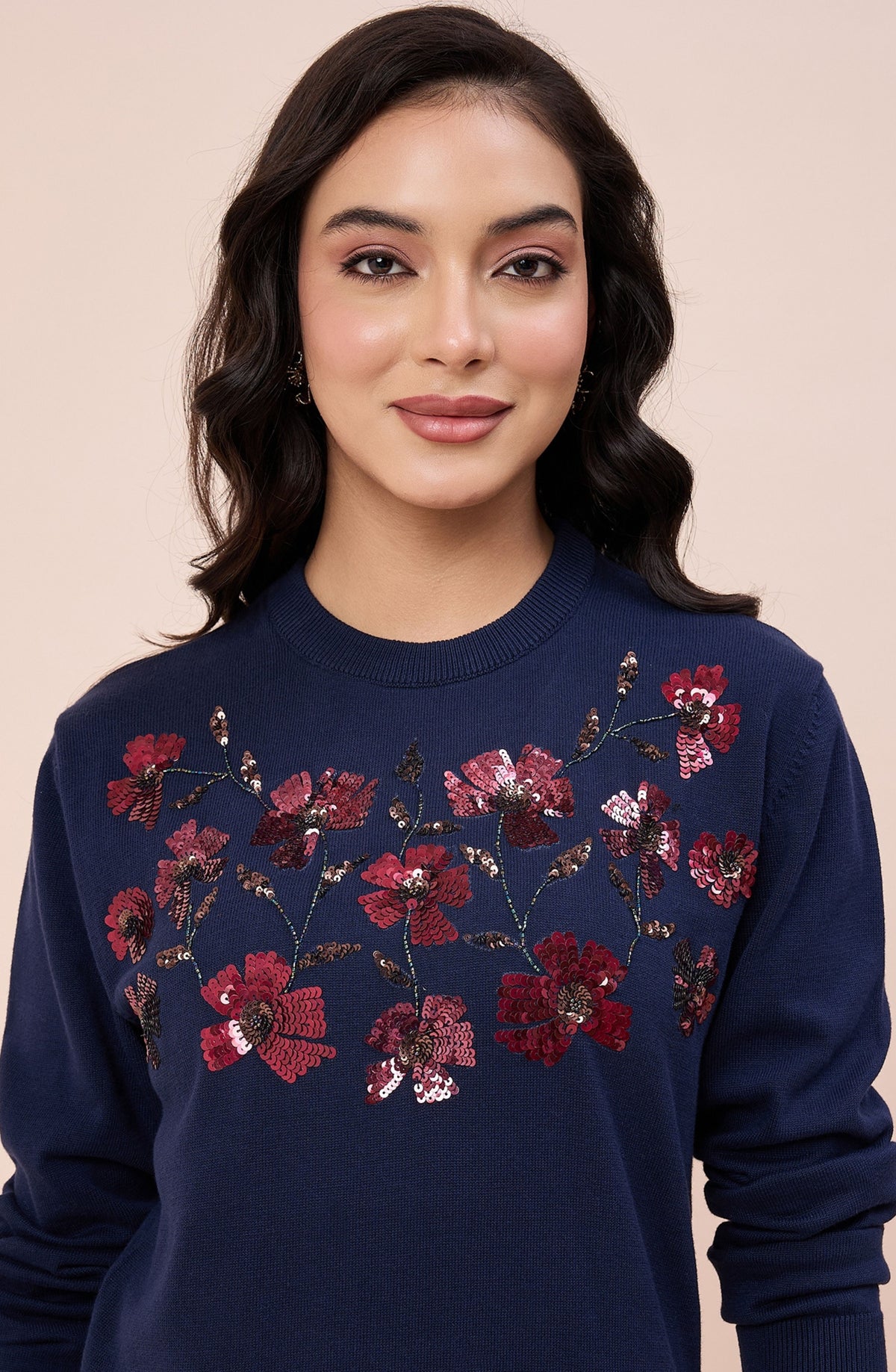 Navy Blue Relaxed Fit Woollen Sweater