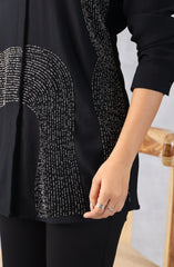 Chic Black Embellished Shirt