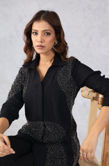 Chic Black Embellished Shirt
