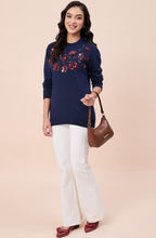 Navy Blue Relaxed Fit Woollen Sweater
