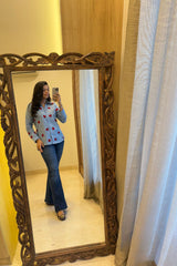 Cotton Denim Embroidered Shirt
