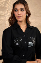 Classic Black Sequin Embellished Shirt