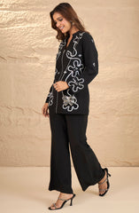 Black Embellished Zipper Co-Ord Set