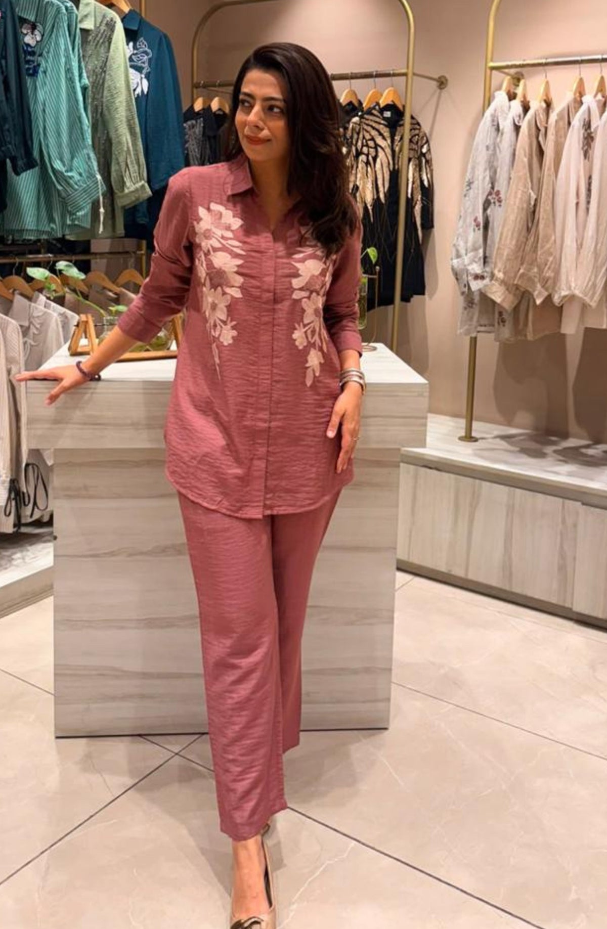 Dusty Pink Embroidered Co-Ord Set